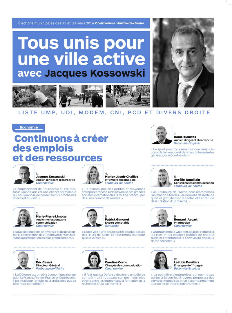 Courbevoie: Liste officielle municipales 2014 UMP, UDI, MODEM, CNI, PCD et DVD