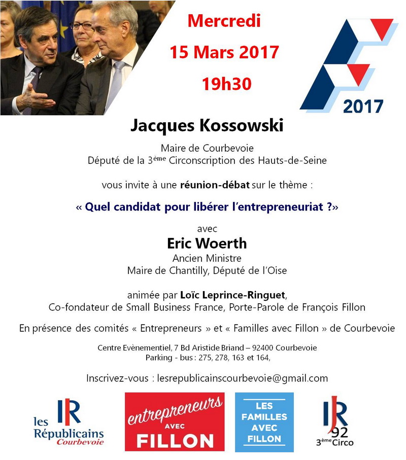 Réunion-débat sur l'entrepreneuriat à Courbevoie ce mercredi 15 mars à 19h30