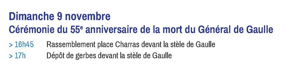 Courbevoie : Hommage émouvant au Général de Gaulle pour le 55ème anniversaire de sa disparition, le 9 novembre à la place Charras